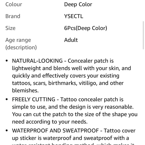 NEW pkg COVERS TATTOOS EVEN ON THE HARD-TO-COVER AREAS TEMPORARY TATTOO COVER - Picture 15 of 15